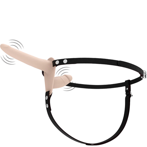 Strap-On Usb Duplo Vibração Fetish Submissive Double Penetrix Bege