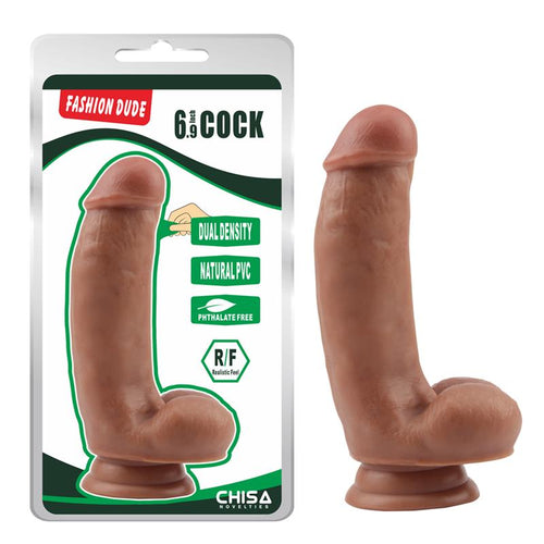 Dildo Silicone Dupla Densidade Fashion Dude Castanho 13x4cm