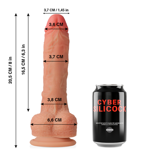 Dildo Silicone Dupla Densidade Cyber Silicock Connor 16x3.7cm