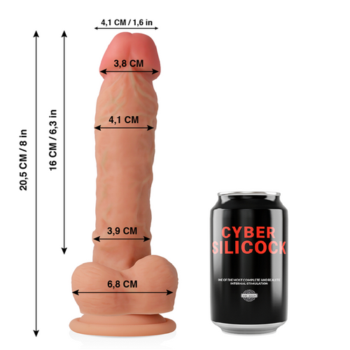 Dildo Silicone Dupla Densidade Cyber Silicock Magnus 16x4.1cm