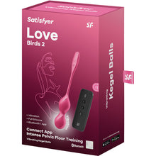 Carregar imagem no visualizador da galeria, Bola Kegel Dupla Vibração Usb Satisfyer Love Birds 2 Rosa Controlo Remoto App
